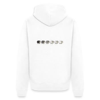 From black to white - Unisex Premium Bio Zip Hoodie - Weiß - Hinten - Thijin (182cm)