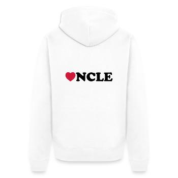 Uncle heart - Unisex Premium Bio Zip Hoodie - Weiß - Hinten - Thijin (182cm)