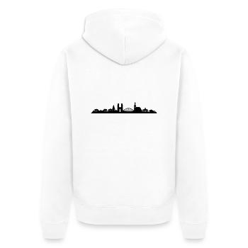 Skyline Saarbrücken Silhouette - Unisex Premium Bio Zip Hoodie - Weiß - Hinten - Thijin (182cm)