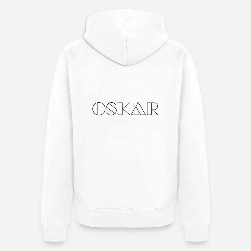 Nom Oskar Modern Schwarz - Veste à capuche bio Premium Unisexe - blanc