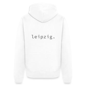 leipzig. - Unisex Premium Bio Zip Hoodie - Weiß - Hinten - Thijin (182cm)