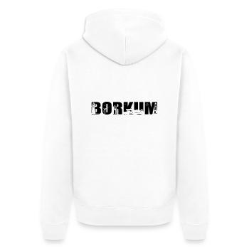 Borkum Skyline - Unisex Premium Bio Zip Hoodie - Weiß - Hinten - Thijin (182cm)