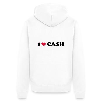 I Love Cash - Unisex Premium Organic Zip Hoodie - white - Back - Thijin (182cm)