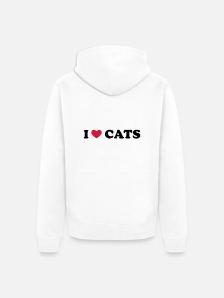 I Love Cats - Unisex Premium Bio Zip Hoodie - Weiß