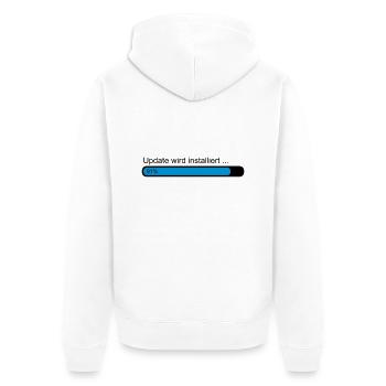 Update wird installiert .. Ladebalken 91% - Unisex Premium Bio Zip Hoodie - Weiß - Hinten - Thijin (182cm)
