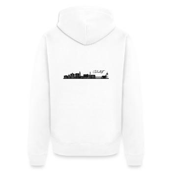 Schüttorfer Skyline - Unisex Premium Bio Zip Hoodie - Weiß - Hinten - Thijin (182cm)