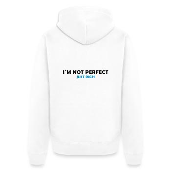I´m not perfect - just rich - Unisex Premium Bio Zip Hoodie - Weiß - Hinten - Thijin (182cm)