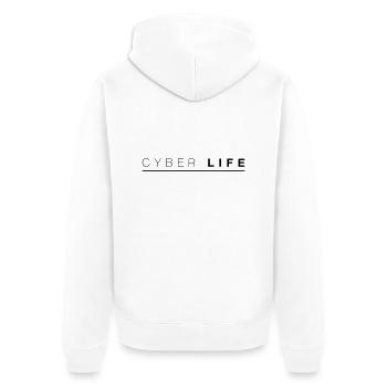 CYBERLIFE_2 - Unisex Premium Bio Zip Hoodie - Weiß - Hinten - Thijin (182cm)
