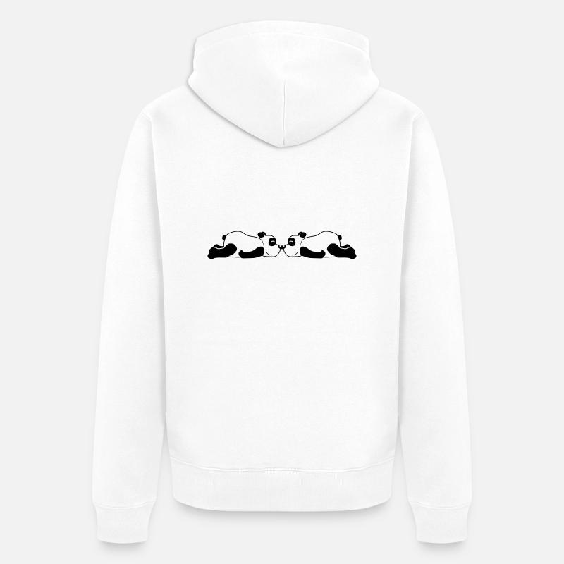 2 panda couché - Veste à capuche bio Premium Unisexe - blanc