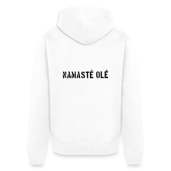 Trucs de yoga / Namaste Ole Logo - Veste à capuche bio Premium Unisexe - blanc - Dos - Thijin (182cm)
