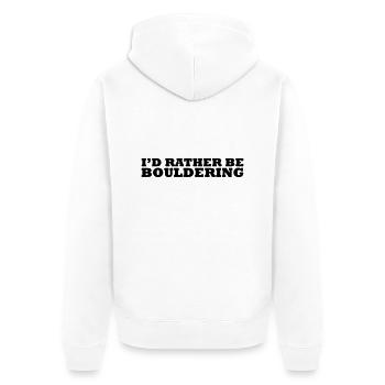 I'd rather be bouldering - Unisex Premium Bio Zip Hoodie - Weiß - Hinten - Thijin (182cm)