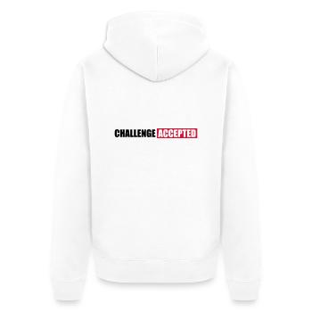 Challenge Accepted Text Design - Unisex Premium Bio Zip Hoodie - Weiß - Hinten - Thijin (182cm)