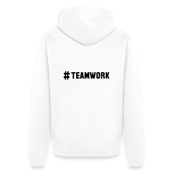 # teamwork - Unisex Premium Bio Zip Hoodie - Weiß - Hinten - Thijin (182cm)