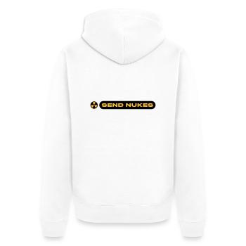SEND NUKES - Unisex Premium Bio Zip Hoodie - Weiß - Hinten - Thijin (182cm)