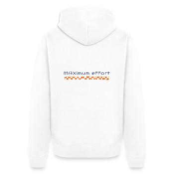 f1 maximum effort - Unisex Premium Bio Zip Hoodie - Weiß - Hinten - Thijin (182cm)