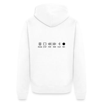 Cassette musik music play stop pause Black - Unisex Premium Bio Zip Hoodie - Weiß - Hinten - Thijin (182cm)