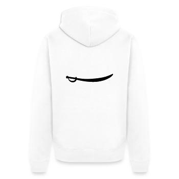 saebel - Unisex Premium Bio Zip Hoodie - Weiß - Hinten - Thijin (182cm)