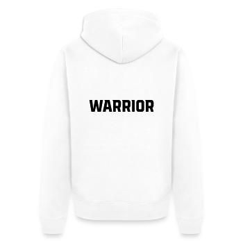 Warrior Krieger Typo - Unisex Premium Bio Zip Hoodie - Weiß - Hinten - Thijin (182cm)