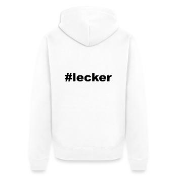 hashtag lecker - Unisex Premium Bio Zip Hoodie - Weiß - Hinten - Thijin (182cm)