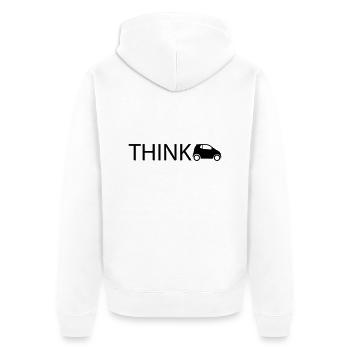 think smart - Unisex Premium Bio Zip Hoodie - Weiß - Hinten - Thijin (182cm)