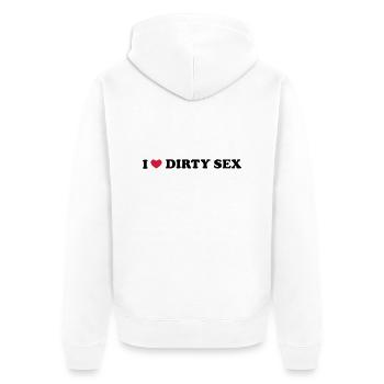 I Love Dirty Sex - Veste à capuche bio Premium Unisexe - blanc - Dos - Thijin (182cm)