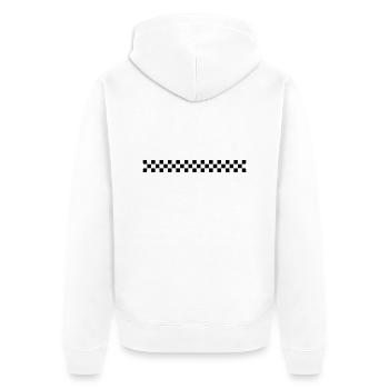 Caro 1 Warnbalken - Unisex Premium Bio Zip Hoodie - Weiß - Hinten - Thijin (182cm)