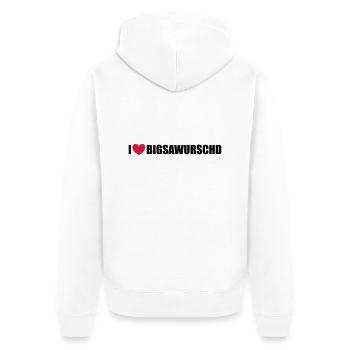 Bigsawurschd - Unisex Premium Bio Zip Hoodie - Weiß - Hinten - Thijin (182cm)