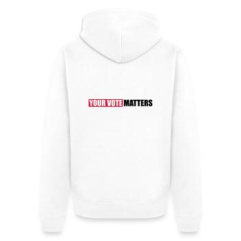 votre vote compte citation - Veste à capuche bio Premium Unisexe - blanc - Dos - Thijin (182cm)