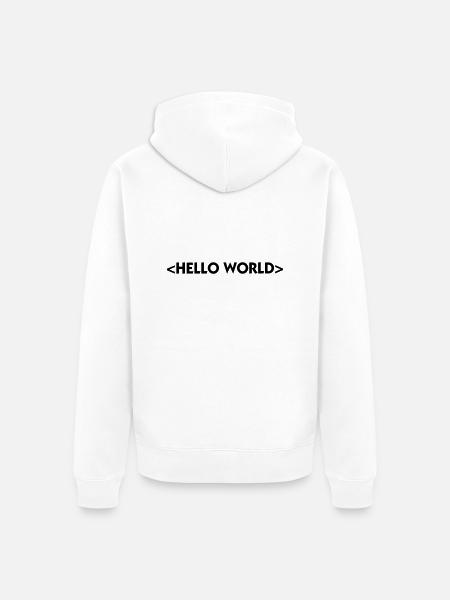 Hello World - Unisex Premium Organic Zip Hoodie - white