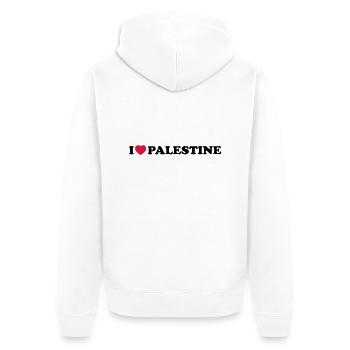 I love palestine - Unisex Premium Bio Zip Hoodie - Weiß - Hinten - Thijin (182cm)