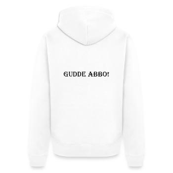 Gudde Abo! - Unisex Premium Bio Zip Hoodie - Weiß - Hinten - Thijin (182cm)