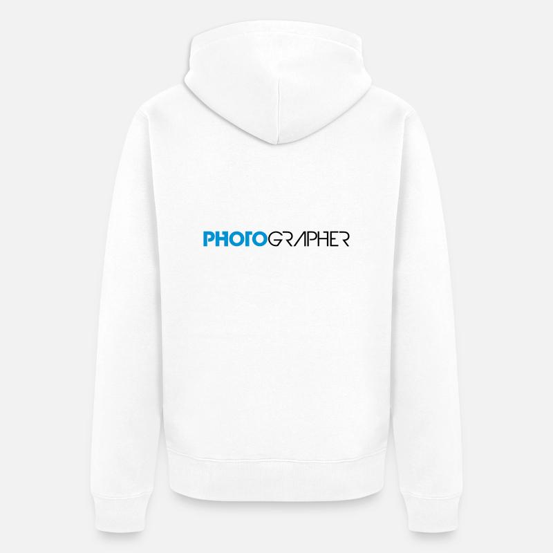 Photographe cool texte Design - Veste à capuche bio Premium Unisexe - blanc