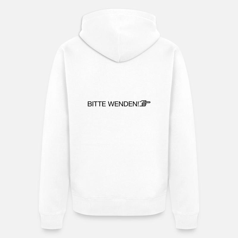 "bitte wenden" - Unisex Premium Bio Zip Hoodie - Weiß