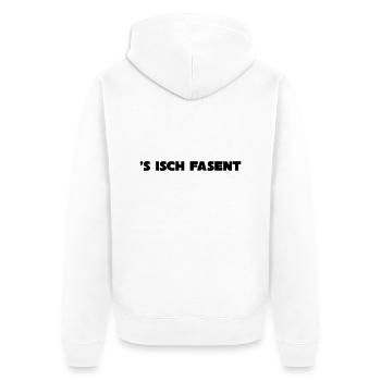 s isch ***FASENT*** - Unisex Premium Bio Zip Hoodie - Weiß - Hinten - Thijin (182cm)