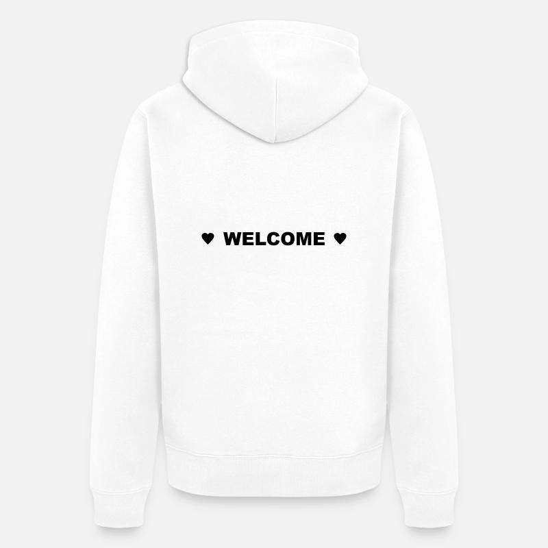 Welcome - Unisex Premium Organic Zip Hoodie - white