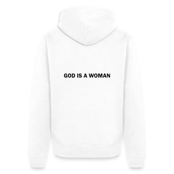 God is a Woman - Unisex Premium Organic Zip Hoodie - white - Back - Thijin (182cm)