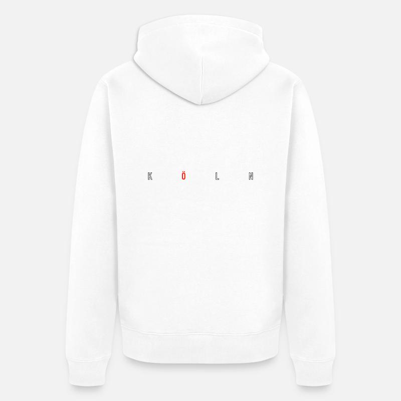 Köln mit rotem ö - Unisex Premium Bio Zip Hoodie - Weiß