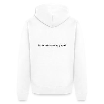 Dit is mir schnurz piepe Schwarz Brust - Unisex Premium Bio Zip Hoodie - Weiß - Hinten - Thijin (182cm)