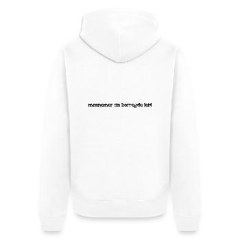 korregdeleid - Unisex Premium Bio Zip Hoodie - Weiß - Hinten - Thijin (182cm)