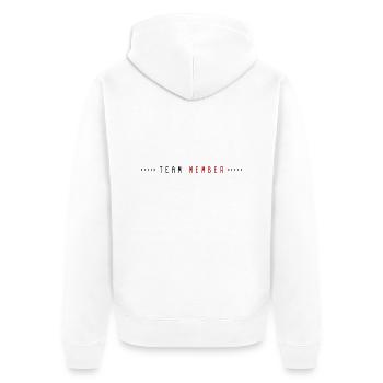 Team Mitglied Linie - Unisex Premium Bio Zip Hoodie - Weiß - Hinten - Thijin (182cm)