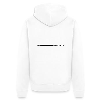 STAFF - Unisex Premium Bio Zip Hoodie - Weiß - Hinten - Thijin (182cm)