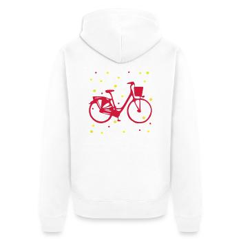 Altes Fahrrad mit Punkten - Unisex Premium Bio Zip Hoodie - Weiß - Hinten - Thijin (182cm)