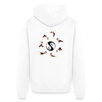 Deepwork - Unisex Premium Bio Zip Hoodie - Weiß - Hinten - Thijin (182cm)
