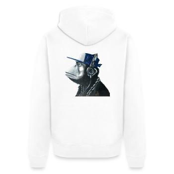 Affe Graffiti von Custom - Unisex Premium Bio Zip Hoodie - Weiß - Hinten - Thijin (182cm)