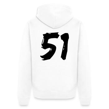 Brushed 51 - Unisex Premium Bio Zip Hoodie - Weiß - Hinten - Thijin (182cm)