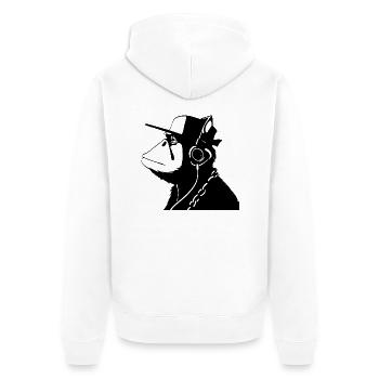 Affe allein - Unisex Premium Bio Zip Hoodie - Weiß - Hinten - Thijin (182cm)