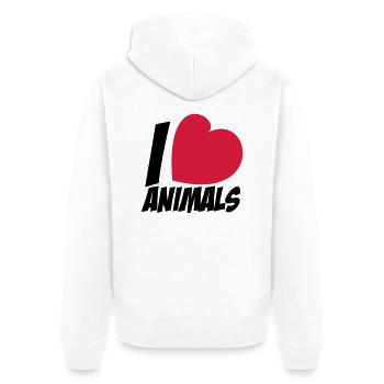 I love animals - Unisex Premium Bio Zip Hoodie - Weiß - Hinten - Thijin (182cm)