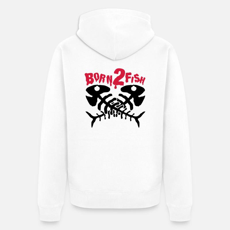 fish_born_to_fish_dx2 - Veste à capuche bio Premium Unisexe - blanc