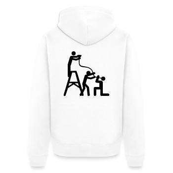 drinking_hard__f1 - Unisex Premium Bio Zip Hoodie - Weiß - Hinten - Thijin (182cm)