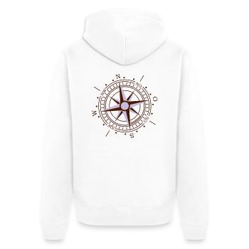 Kompass - Unisex Premium Bio Zip Hoodie - Weiß - Hinten - Thijin (182cm)